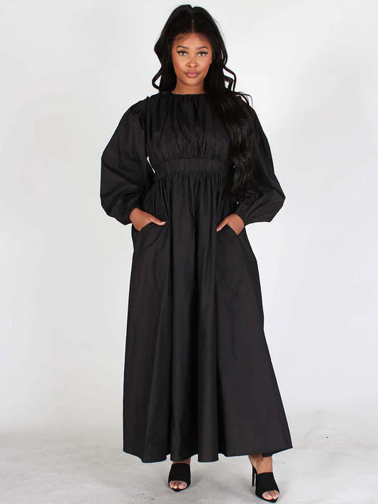 Women's Puff Sleeve Maxi Dress