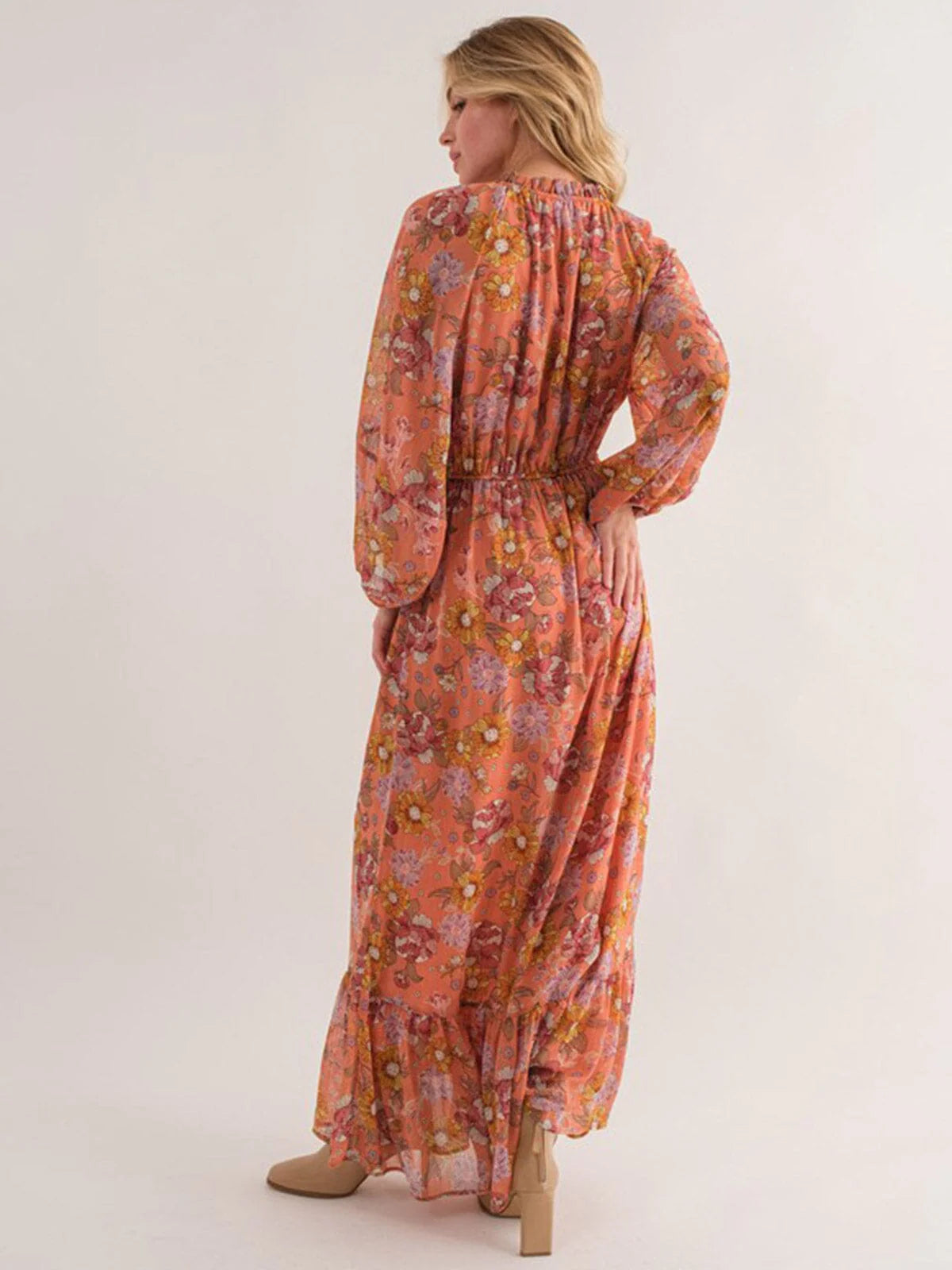 Long Sleeve Mock Neck Floral Maxi Dress