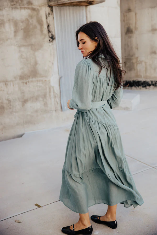 Marine Green Button Up Dress