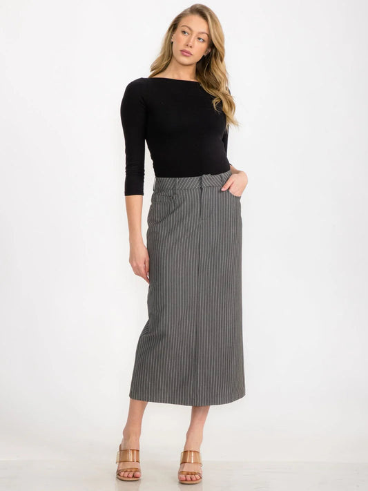 Pockets Stripes Maxi Skirt