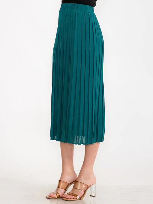 Teal Pleated Midi Skirt