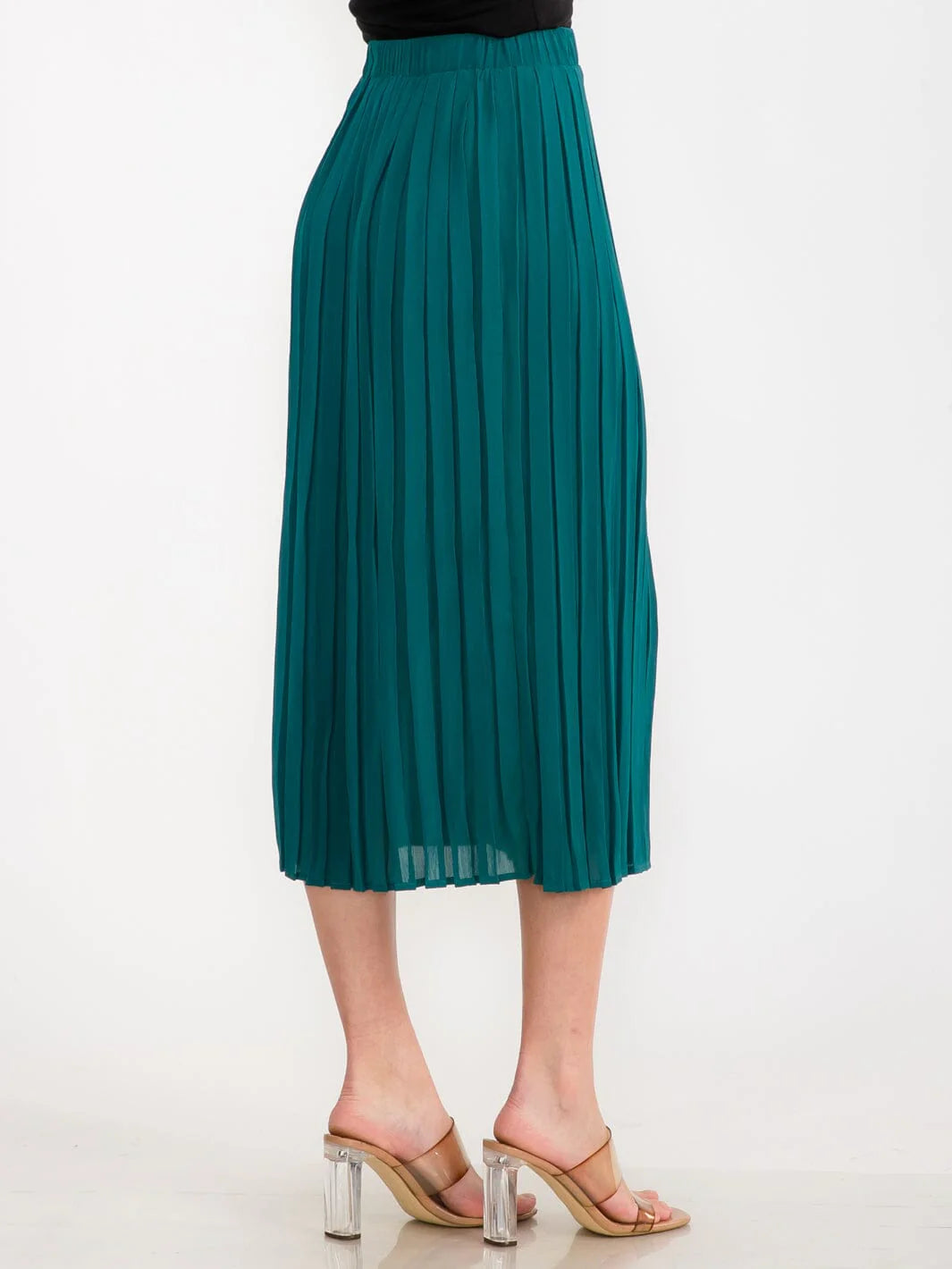 Teal Pleated Midi Skirt