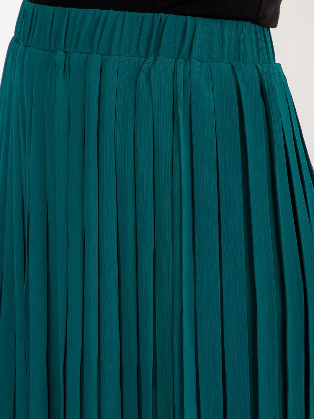 Teal Pleated Midi Skirt