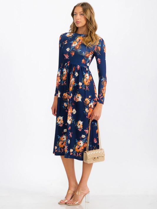 Long Sleeve Floral Midi Dress