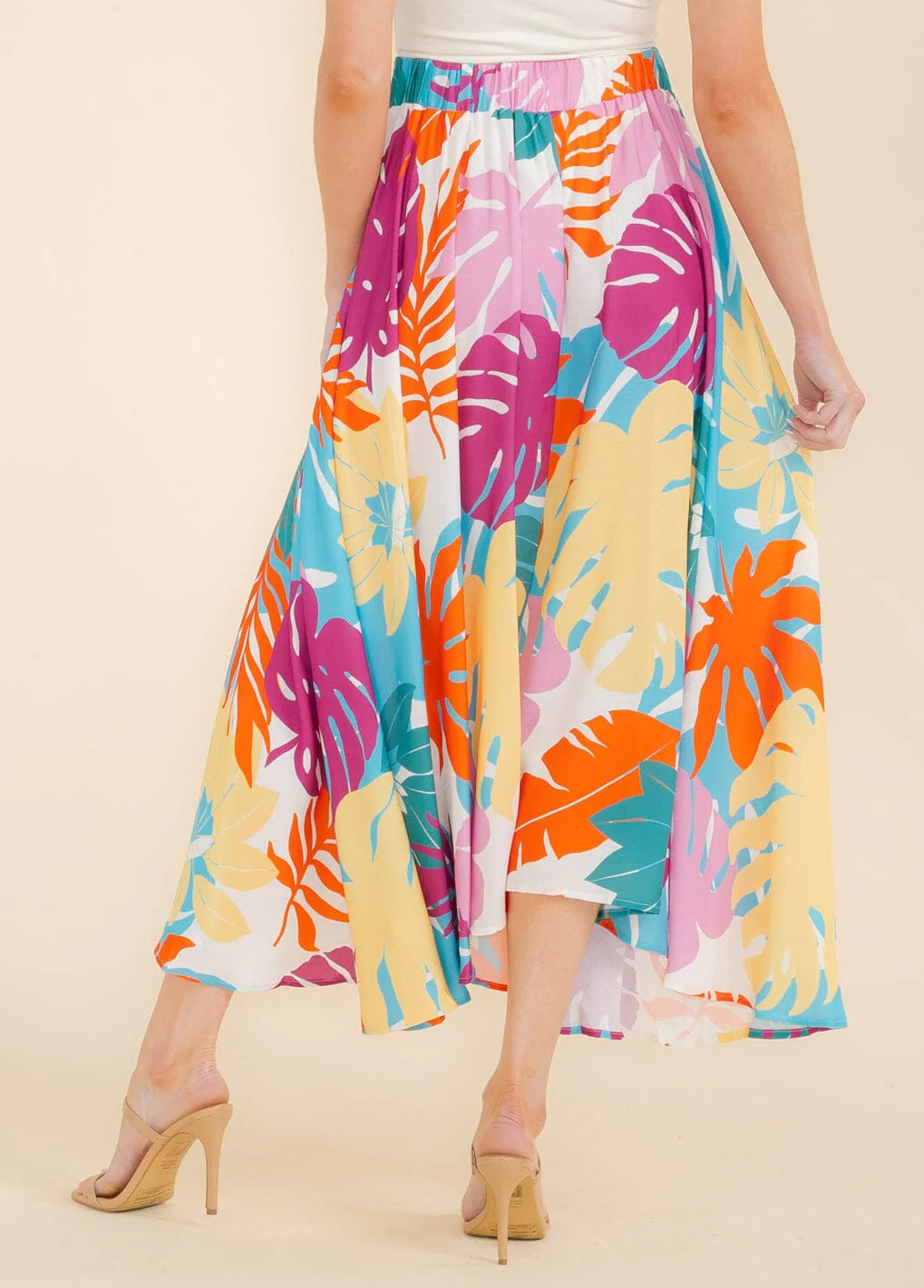 Leaf Print Maxi Skirt