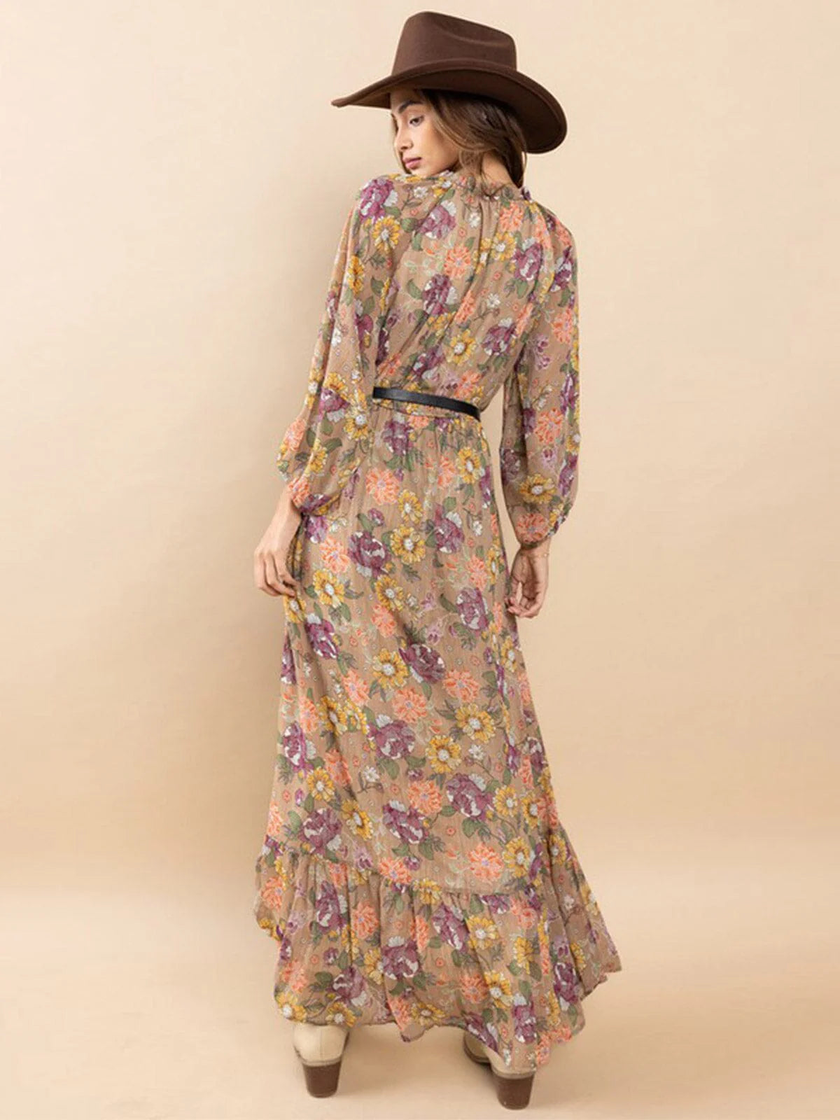 Long Sleeve Mock Neck Floral Maxi Dress