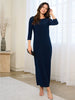 3/4 Sleeve Solid Maxi Dress