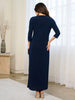 3/4 Sleeve Solid Maxi Dress