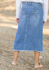 Midi Frayed Hem Denim Skirt