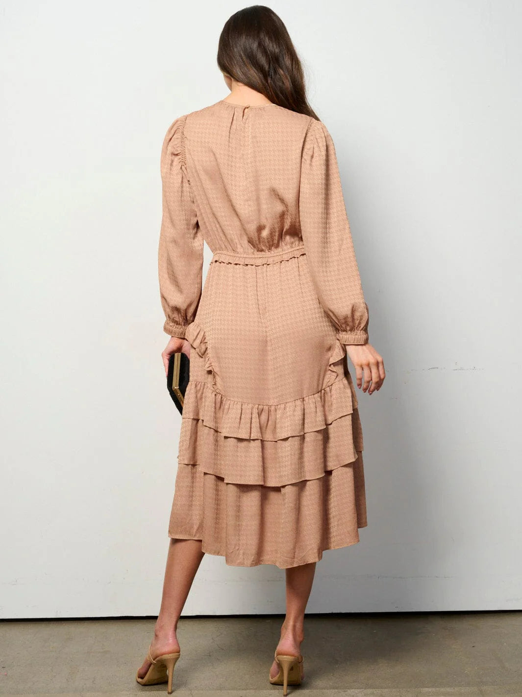 Long Sleeve Tiered Printed Maxi Dress